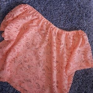 Coral Lace Off the Shoulder Top